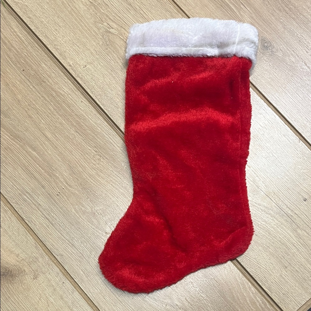 Red Christmas Stocking with White Trim